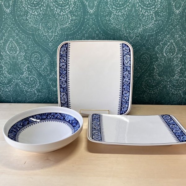 画像1: ｔOYOTOKI　東洋陶器　ばら　青い薔薇の食器　皿3枚組　vintage (1)