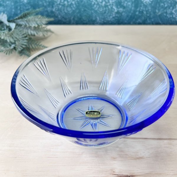 画像1: KODAMAGLASS 　ガラス食器　ブルー　ソーダガラス　大きめサラダボウル　気泡　1個　 (1)