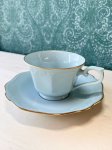 画像1: NORITAKE　ノリタケcontemporaryfineChina　クリームブルーのカップ＆ソーサー (1)