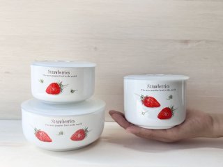 EJIRY エジリーホーロー Ampleur 蓋付き保存容器角型 トマト柄