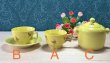 画像13: レトロポップ　カップ　ソーサー　シュガーポット　レモンイエロー　花柄　各種　 (13)