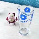 画像2: ADERIA　アデリアガラス　ワンポイント　花のグラス　タンブラー　ブルー (2)