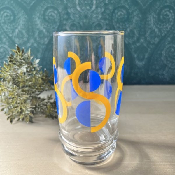 画像1: カメイガラス　タンブラーグラスS ブルー＆イエロー　 (1)