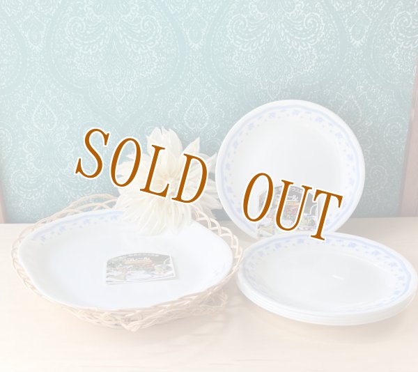 画像1: コレールCORELLE　モーニングブルー　21.5cmプレート皿5枚＆オーバルプレートセット　各枚数　deadstock (1)