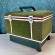 画像13: vintage　小引き出し付きモケット素材のレトロな裁縫箱　セルロイド仕切り付き　モスグリーン (13)