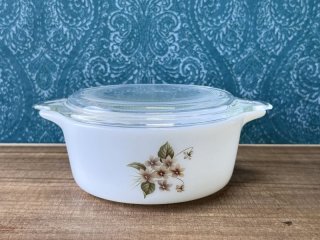 PYREX パイレックス パイロセラムスキレット 【ファンシーブルー】 キャセロール ガラス鍋 丸形 花柄 20cm