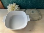 画像5: corning ware blue ribbon flower  コーニングガラス蓋キャセロール鍋　花柄　21cm (5)