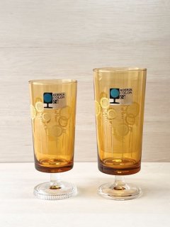 ADERIA アデリアカラードグラス アンバー足付きグラス ローズ