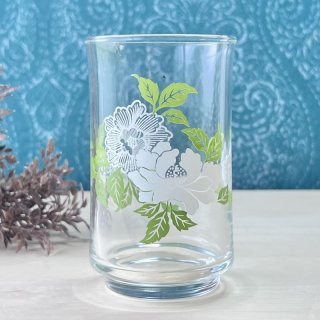 ワンカップグラス 赤 花柄 白桜