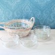 画像1: PYREX　大きなガラスボウル1個とガラス器5個　バスケット付き　ガーデンフラワー (1)