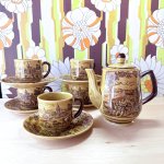 画像1: 風景画　ブラウンカップ＆ソーサー　ティーポット　各種 (1)