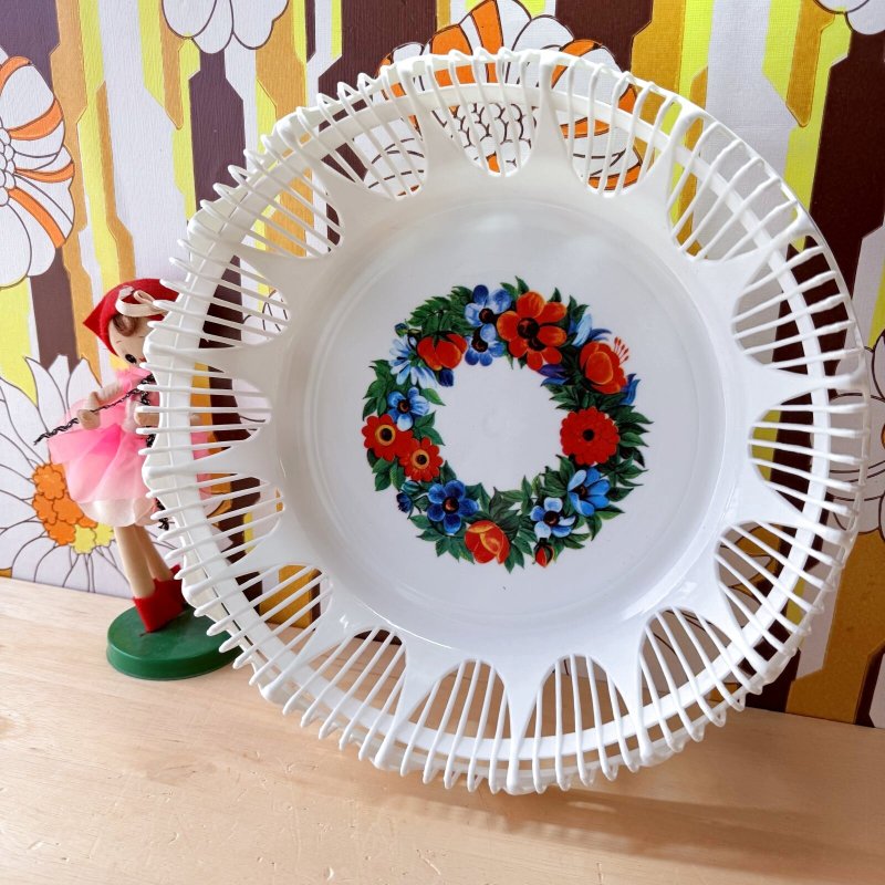 画像3: デザインが素敵なラスチックざる　花柄　フラワー　ホワイト (3)