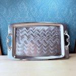 画像1: 純喫茶　ステンレストレイ　卓上トレー　シルバー　昭和レトロ (1)