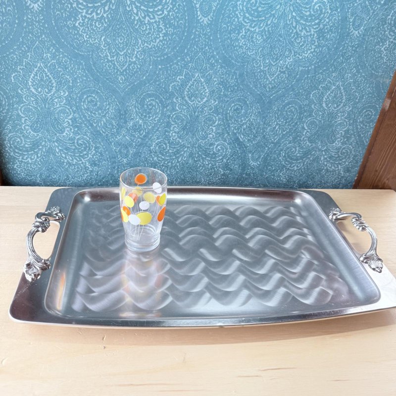 画像5: 純喫茶　ステンレストレイ　卓上トレー　シルバー　昭和レトロ (5)