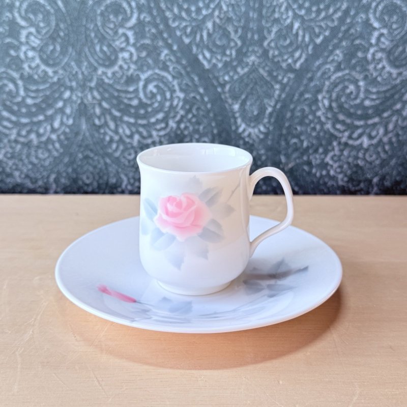 画像1: 深川製磁　薔薇　カップ＆ソーサー　オールドローズ　花柄　デミタスサイズ　1客 (1)