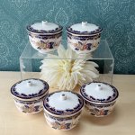 画像2: NIKKO　ニッコー　ダブルフェニックス　牡丹　花柄　蓋付き湯飲み　5客揃え (2)