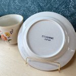 画像6: オールドミカサかも！　ストーンウェア　カップ＆ソーサー　オレンジ系花柄 (6)