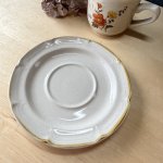 画像7: オールドミカサかも！　ストーンウェア　カップ＆ソーサー　オレンジ系花柄 (7)