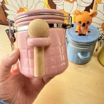画像7: 昔懐かしファンシーカラーの陶器製の保存容器　砂糖やお塩に！　3個セット (7)