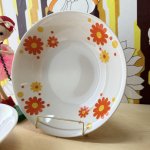 画像2: レトポップ　Fancy china　デイジー　オレンジ　花柄　深皿　deadstock　1枚〜 (2)