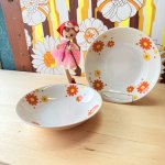 画像4: レトポップ　Fancy china　デイジー　オレンジ　花柄　深皿　deadstock　1枚〜 (4)