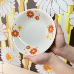 画像7: レトポップ　Fancy china　デイジー　オレンジ　花柄　深皿　deadstock　1枚〜 (7)