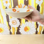 画像8: レトポップ　Fancy china　デイジー　オレンジ　花柄　深皿　deadstock　1枚〜 (8)