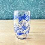 画像1: 佐々木ガラス　ナツメ　ハードストロンググラス　青　ブルー　花柄　 (1)