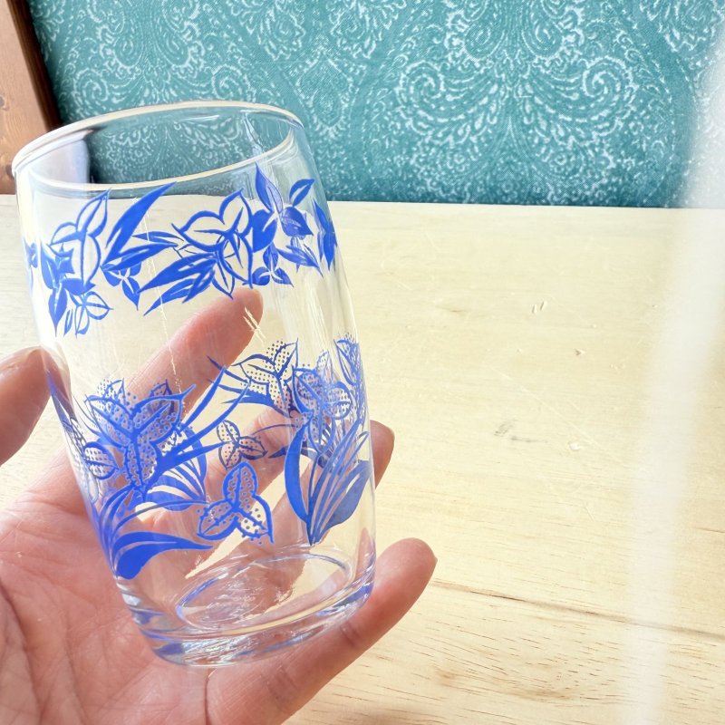 画像4: 佐々木ガラス　ナツメ　ハードストロンググラス　青　ブルー　花柄　 (4)