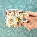 画像5: 北欧風プリント　花柄　ブラウン系　モダンなカップ＆ソーサー (5)