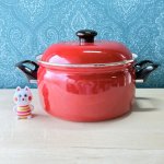 画像1: HONEY　WARE　ハニーウエア　真っ赤なホーロー両手鍋　20cm (1)