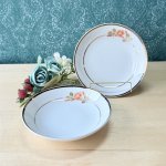 画像1: ARITA　CHINA　金縁　コーラルピンクローズのサラダボウル　取り皿にも。薔薇　花柄　2枚〜 (1)