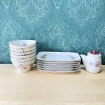 画像12: Clean 花柄食器セット　小鉢6個　角皿6枚　醤油差し付き (12)