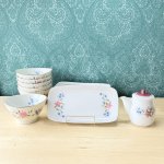 画像13: Clean 花柄食器セット　小鉢6個　角皿6枚　醤油差し付き (13)