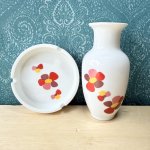 画像1: お花柄の花瓶と灰皿のセット　 (1)