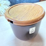 画像3: 純喫茶　佐々木クリスタル　ガラスシュガーポット　木製蓋　黒硝子 (3)