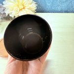 画像5: 純喫茶　佐々木クリスタル　ガラスシュガーポット　木製蓋　黒硝子 (5)