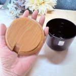 画像6: 純喫茶　佐々木クリスタル　ガラスシュガーポット　木製蓋　黒硝子 (6)