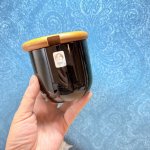 画像7: 純喫茶　佐々木クリスタル　ガラスシュガーポット　木製蓋　黒硝子 (7)