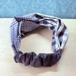 画像4: häpihäpi handmade ねじりヘアターバン　ヘアバンド　カチューム　ブルー系ギンガムチェック (4)