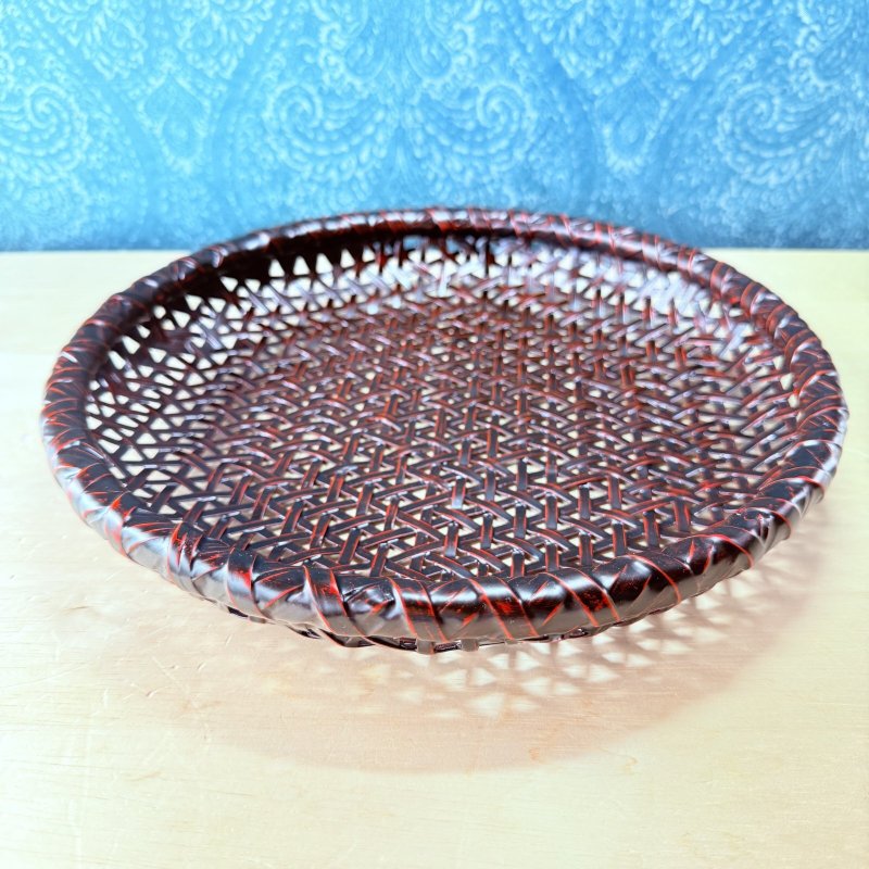 画像1: 久留米籃胎漆器　丸形菓子入れ　笊　籠 (1)