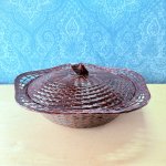 画像1: 久留米籃胎漆器　蓋付き菓子入れ　大 (1)