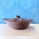 画像2: 久留米籃胎漆器　蓋付き菓子入れ　大 (2)