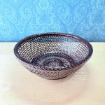画像1: 久留米籃胎漆器　透かし網み菓子入れ　深型 (1)