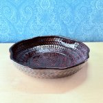 画像1: 久留米籃胎漆器　変形菓子入れ　梅の花のような形 (1)
