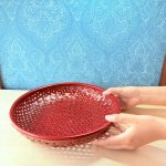 画像5: 久留米籃胎漆器　笊　籠　漆　透かし　赤　菓子入れ (5)