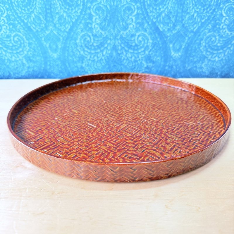 画像1: 久留米籃胎漆器　丸形盆　 (1)