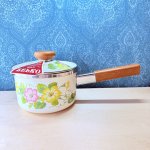 画像1: マルビシ　ゼルコ　ホーロー片手鍋　深型　花柄　16cm2ℓ　 (1)