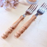 画像3: 純喫茶　昭和レトロな木製フォーク　ウッド　5本セット (3)