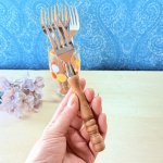 画像4: 純喫茶　昭和レトロな木製フォーク　ウッド　5本セット (4)